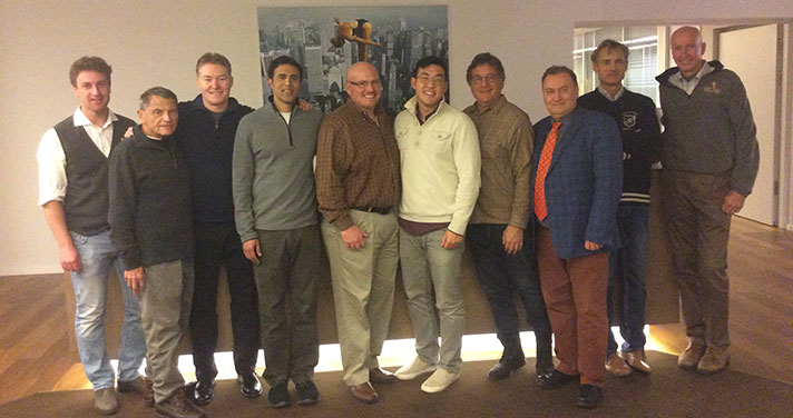 Pictured from left to right: Hans Gollwitzer, MD, DPMs Stan Zusman, Todd Obrien, Amol Saxena, Warren Bevard, Andrew Yun, Lou Galli, Mirek Harvrdova, MD, Ludger Gerdesmeyer, MD, & John Grady, DPM