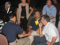 Matt Werd, DPM demonstrates taping technique during the AAPSM workshop held at the 2008 SAM meeting in Orlando.